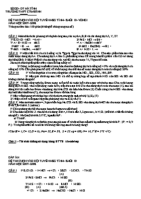 Đề thi chọn vào đội tuyển học sinh giỏi tỉnh - Khối 10 - Vòng I năm học 2007- 2008